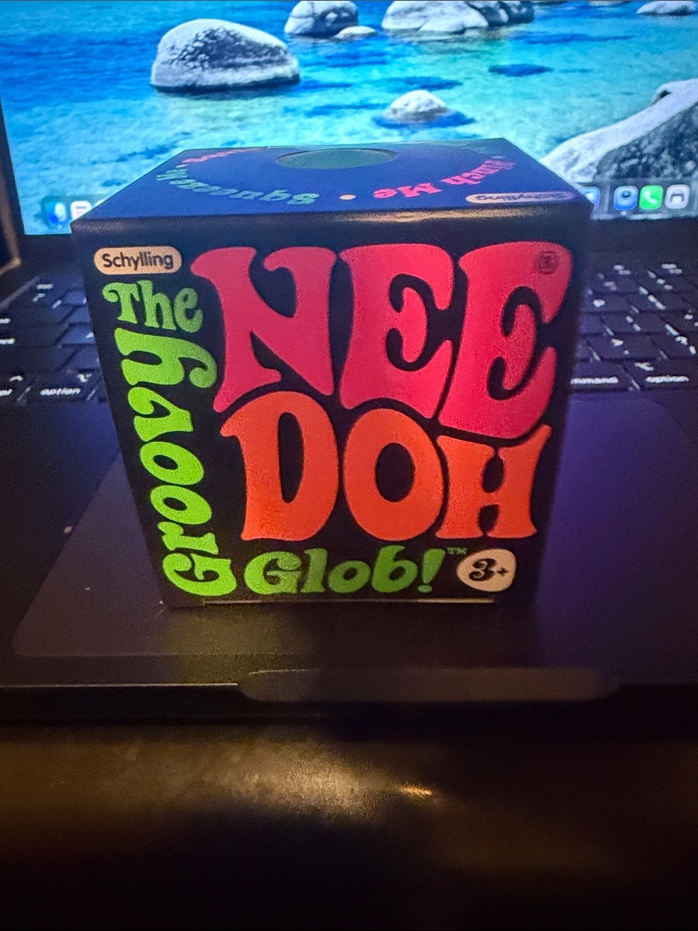 Groovy The NeeDoh Glob! - Black with Neon Pink & Green